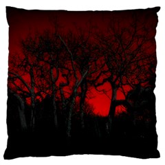 Dark Forest Jungle Plant Black Red Tree Large Premium Plush Fleece Cushion Case (two Sides) by Semog4