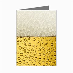 Texture Pattern Macro Glass Of Beer Foam White Yellow Art Mini Greeting Card by Semog4