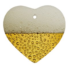 Texture Pattern Macro Glass Of Beer Foam White Yellow Art Heart Ornament (two Sides) by Semog4