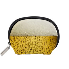 Texture Pattern Macro Glass Of Beer Foam White Yellow Art Accessory Pouch (small) by Semog4