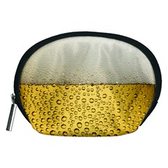 Texture Pattern Macro Glass Of Beer Foam White Yellow Art Accessory Pouch (medium) by Semog4