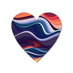 Wave Of Abstract Colors Heart Magnet