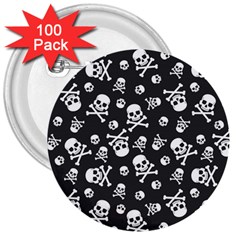 Skull-crossbones-seamless-pattern-holiday-halloween-wallpaper-wrapping-packing-backdrop 3  Buttons (100 Pack) 