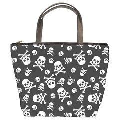 Skull-crossbones-seamless-pattern-holiday-halloween-wallpaper-wrapping-packing-backdrop Bucket Bag