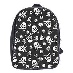 Skull-crossbones-seamless-pattern-holiday-halloween-wallpaper-wrapping-packing-backdrop School Bag (xl)