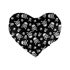 Skull-crossbones-seamless-pattern-holiday-halloween-wallpaper-wrapping-packing-backdrop Standard 16  Premium Flano Heart Shape Cushions