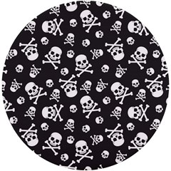 Skull-crossbones-seamless-pattern-holiday-halloween-wallpaper-wrapping-packing-backdrop Uv Print Round Tile Coaster by Ravend