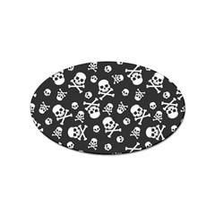 Skull-crossbones-seamless-pattern-holiday-halloween-wallpaper-wrapping-packing-backdrop Sticker (oval) by Ravend