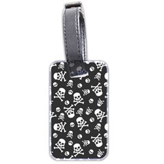 Skull-crossbones-seamless-pattern-holiday-halloween-wallpaper-wrapping-packing-backdrop Luggage Tag (two Sides) by Ravend