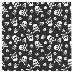 Skull Crossbones Seamless Pattern Holiday-halloween-wallpaper Wrapping Packing Backdrop Wooden Puzzle Square by Ravend