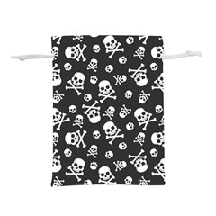 Skull Crossbones Seamless Pattern Holiday-halloween-wallpaper Wrapping Packing Backdrop Lightweight Drawstring Pouch (M)