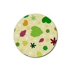 Leaves-140 Rubber Round Coaster (4 Pack) by nateshop