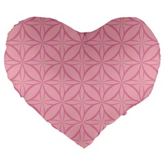 Pink-75 Large 19  Premium Flano Heart Shape Cushions by nateshop