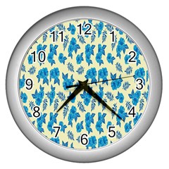 Rose-blue Wall Clock (silver) by nateshop