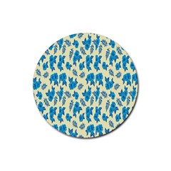 Rose-blue Rubber Coaster (round) by nateshop