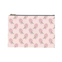 Flowers Bloom Blossom Pastel Pink Pattern Cosmetic Bag (large)