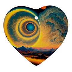 Ai Generated Surrealist Fantasy Dream Moon Space Heart Ornament (two Sides) by Jancukart