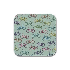 Bicycle Bikes Pattern Ride Wheel Cycle Icon Rubber Square Coaster (4 Pack) by Jancukart