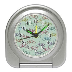 Bicycle Bikes Pattern Ride Wheel Cycle Icon Travel Alarm Clock by Jancukart