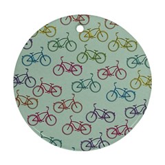 Bicycle Bikes Pattern Ride Wheel Cycle Icon Round Ornament (two Sides) by Jancukart