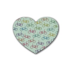 Bicycle Bikes Pattern Ride Wheel Cycle Icon Rubber Coaster (heart)