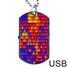 Geometric Pattern Colorful Fluorescent Background Dog Tag USB Flash (Two Sides)