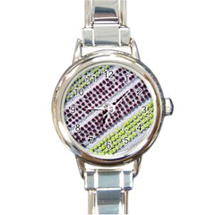 Field Agriculture Farm Stripes Diagonal Pattern Round Italian Charm Watch by Jancukart