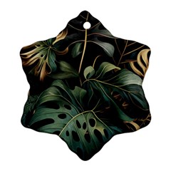 Tropical Leaves Leaf Foliage Monstera Nature Home Snowflake Ornament (two Sides)