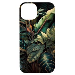 Tropical Leaf Leaves Foliage Monstera Nature Iphone 14 Black Uv Print Case by Jancukart