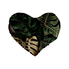 Tropical Leaves Foliage Monstera Nature Home Art Standard 16  Premium Flano Heart Shape Cushions by Jancukart