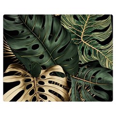 Tropical Leaves Foliage Monstera Nature Home Art Premium Plush Fleece Blanket (medium) by Jancukart