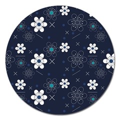 Flowers Pattern Pattern Flower Texture Magnet 5  (round) by Jancukart