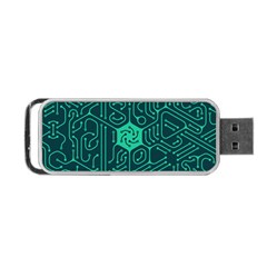 Circuit Hexagonal Geometric Pattern Background Green Portable Usb Flash (two Sides) by Jancukart