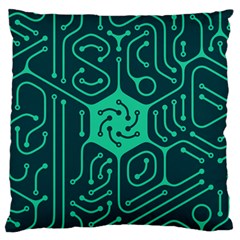 Circuit Hexagonal Geometric Pattern Background Green Standard Premium Plush Fleece Cushion Case (two Sides) by Jancukart