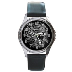 Lion Furious Abstract Desing Furious Round Metal Watch by Jancukart