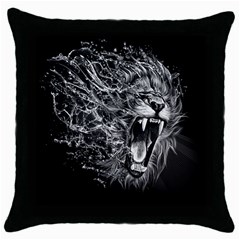 Lion Furious Abstract Desing Furious Throw Pillow Case (black) by Jancukart