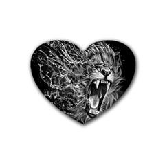 Lion Furious Abstract Desing Furious Rubber Coaster (heart)