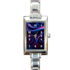 Purple Blue Swirl Abstract Rectangle Italian Charm Watch by Jancukart