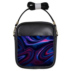Purple Blue Swirl Abstract Girls Sling Bag by Jancukart