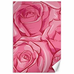 Pink Roses Pattern Floral Patterns Canvas 24  X 36 