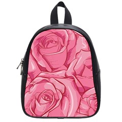 Pink Roses Pattern Floral Patterns School Bag (small) by Jancukart