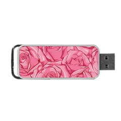 Pink Roses Pattern Floral Patterns Portable Usb Flash (two Sides) by Jancukart