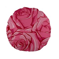 Pink Roses Pattern Floral Patterns Standard 15  Premium Round Cushions