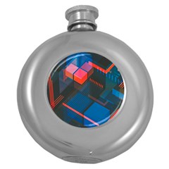 Minimalist Abstract Shaping  Abstract Digital Art Round Hip Flask (5 Oz) by Jancukart
