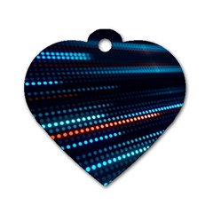 Orange Blue Dot Dots Lines Abstract Abstract Digital Art Dog Tag Heart (two Sides) by Jancukart