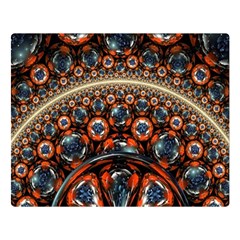 Fractal Floral Ornaments Rings 3d Sphere Floral Pattern Neon Art Premium Plush Fleece Blanket (large)