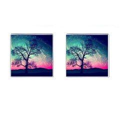 Tree Abstract Field Galaxy Night Nature Cufflinks (square)