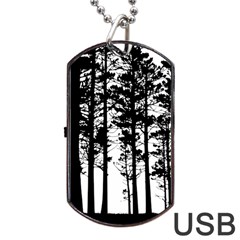 Trees Forest Woods Woodland Trunk Dog Tag Usb Flash (two Sides) by Jancukart