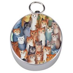 Cats Watercolor Pet Animal Mammal Silver Compasses by Jancukart