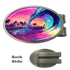 Retro Wave Ocean Money Clips (oval)  by Semog4